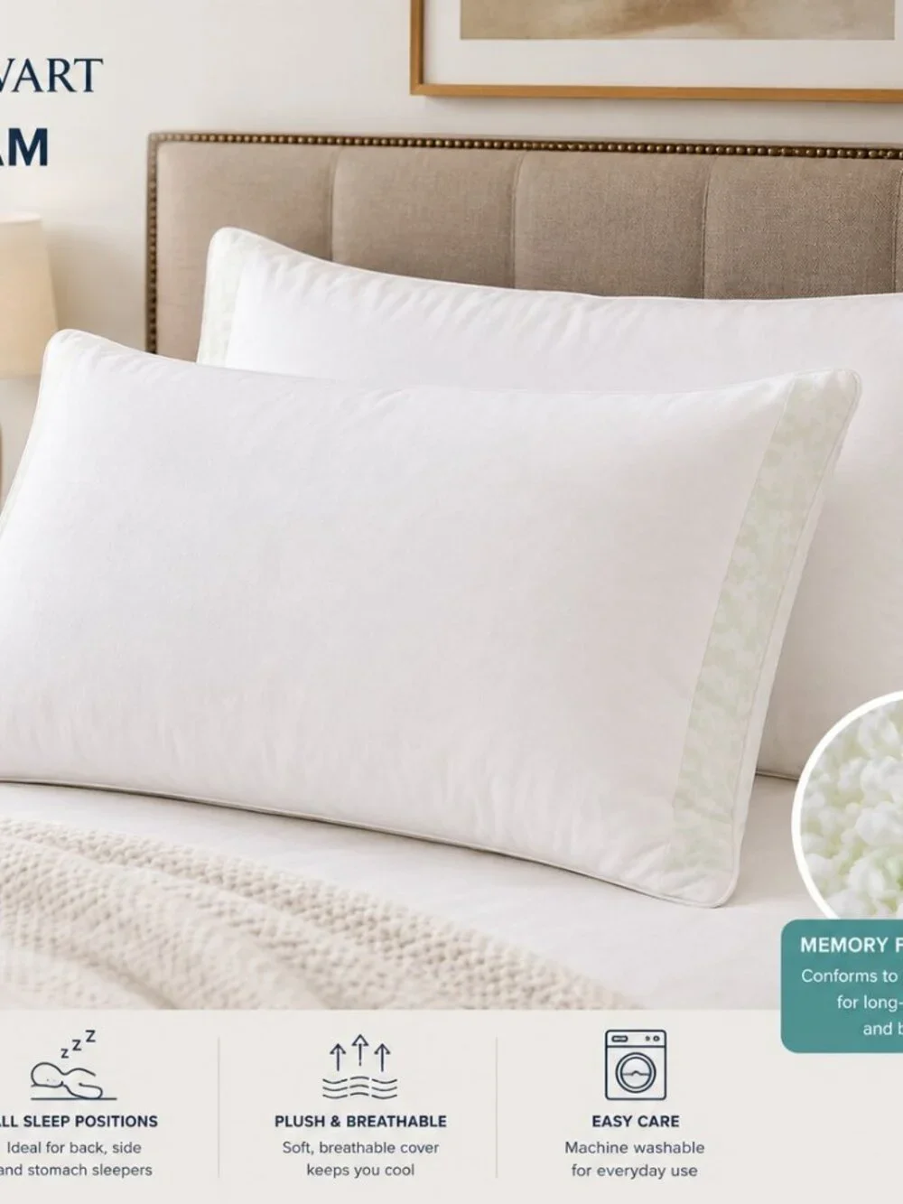 Martha Stewart 2pk. Memory Foam Cluster Bed Pillows